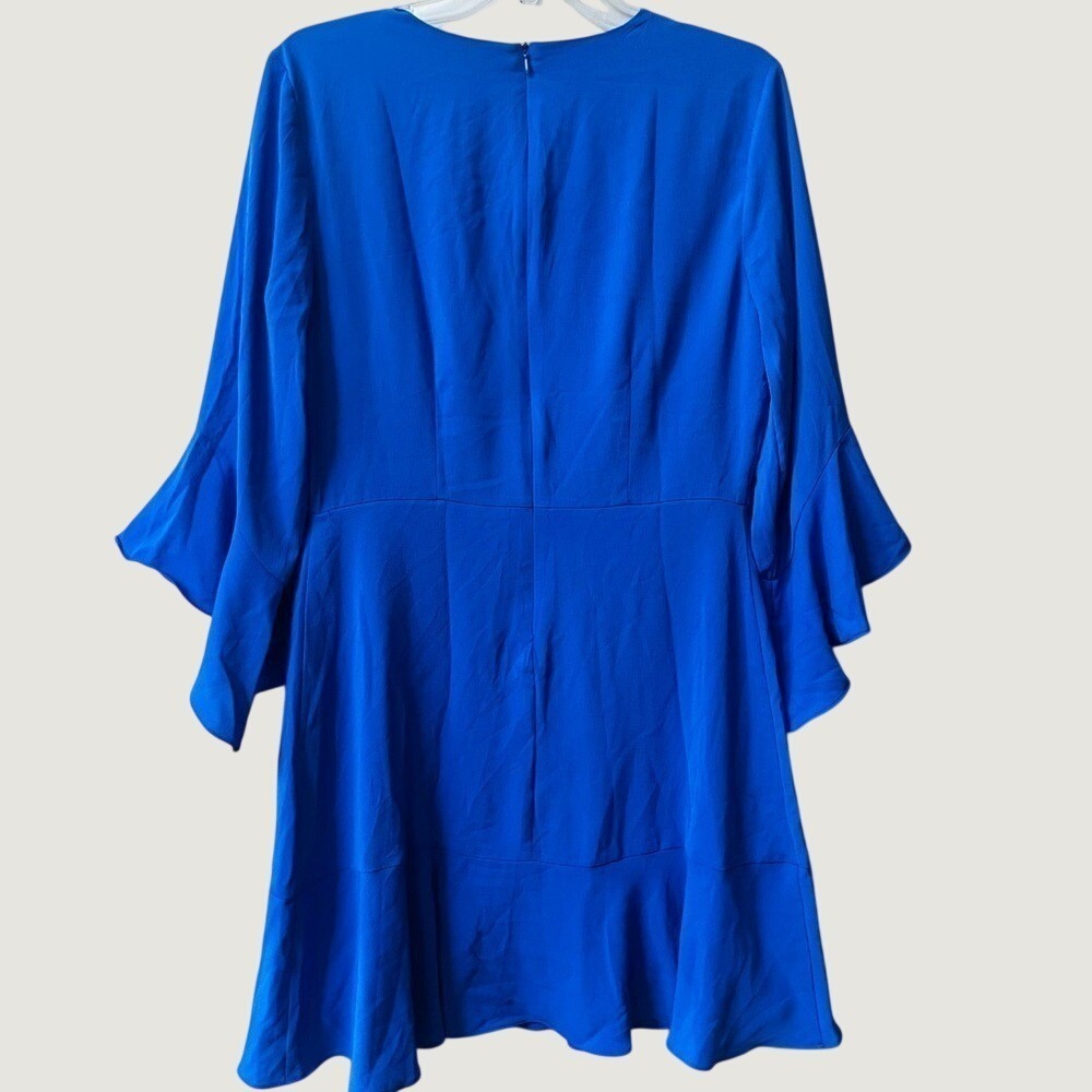 Bar III Cobalt Blue Ruffle Sleeve Shift Dress Womens 10 Cocktail Career NWT - Picture 4 of 14